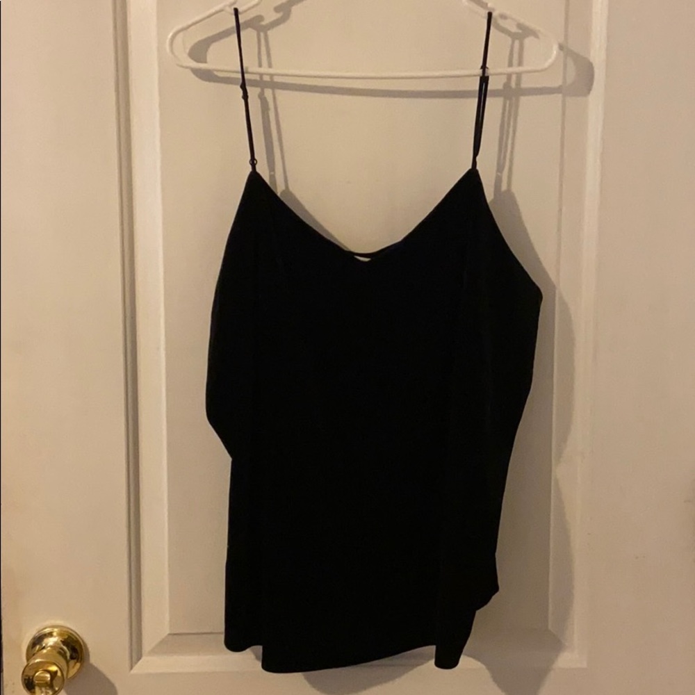 Black Velvet V-neck Top with Adjustable Straps